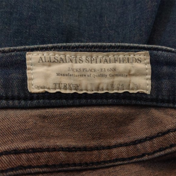 All Saints Spitalfields Curtis Ashby Soft Stretch Cotton Denim Blue Jeans - Picture 6 of 7